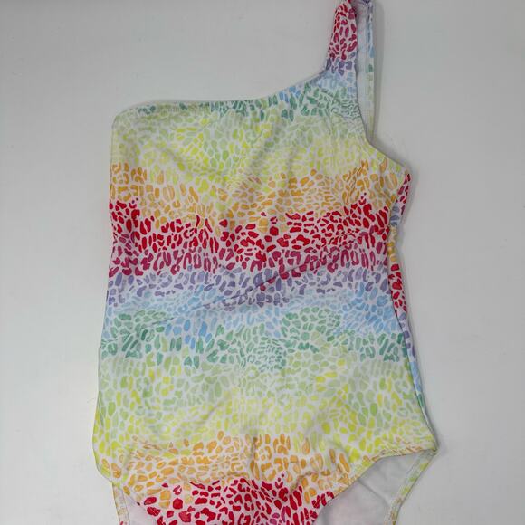 Onia Rainbow Leopard Print One Piece Swimsuit One Shoulder NWT - Picture 2 of 8